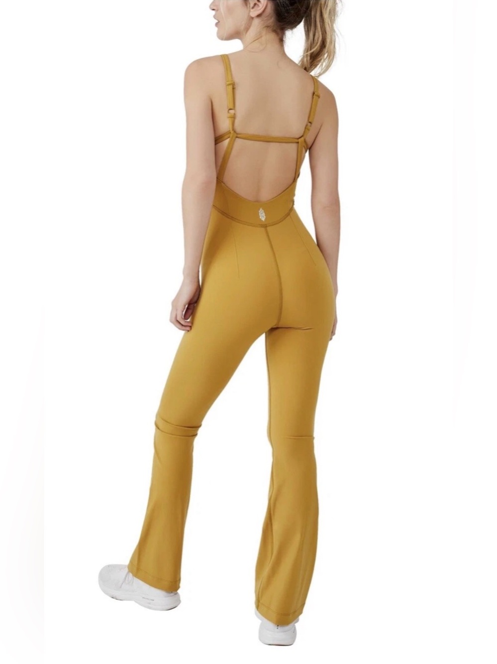 FP Movement Mustard Yellow Strappy Wide-Leg Athleisure Gorpcore Jumpsuit Medium
